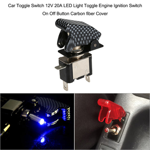 Image of Car Toggle Switch 12V 20A LED Light Toggle Engine Ignition Switch On/Off Button Cover